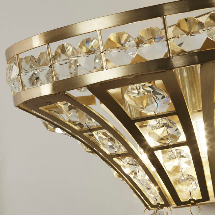 Searchlight  68510-2SB Gemma 2Lt Wall Light - Satin Brass & Clear Crystal