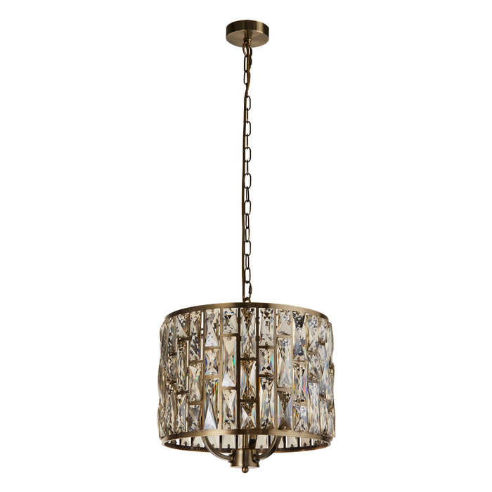 Searchlight  6583-3AB Bijou 3Lt Pendant - Antique Brass Metal & Champagne Glass