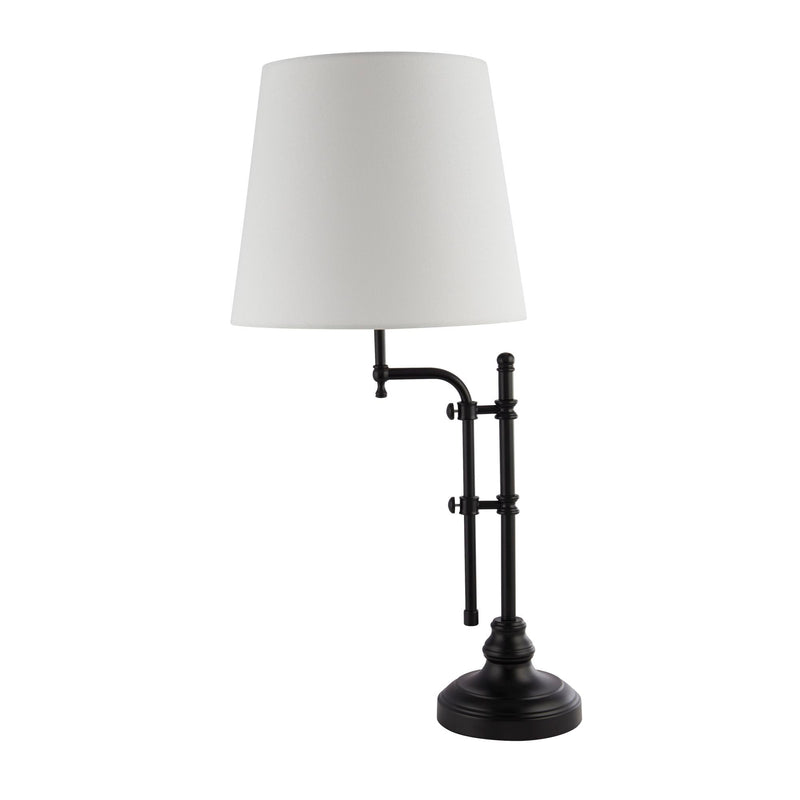 Searchlight  12082-1BK Munich Table Lamp - Matt Black Metal & Natural Linen Shade