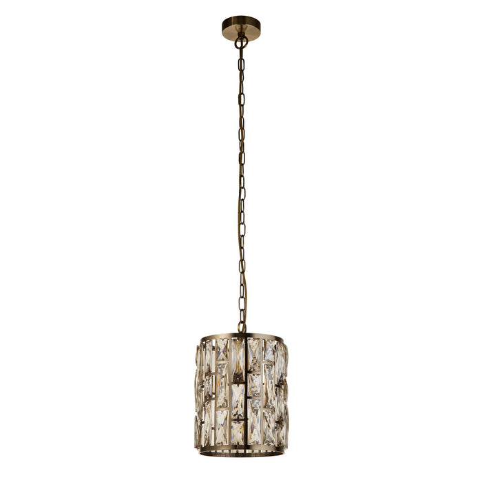 Searchlight  6581-1AB Bijou Pendant - Antique Brass Metal & Champagne Glass