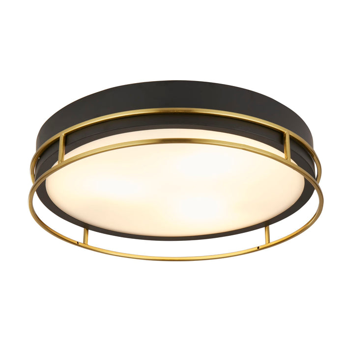 Searchlight  62013-3PB Phoenix 3Lt Flush - Black, Brass Metal & Frosted Glass