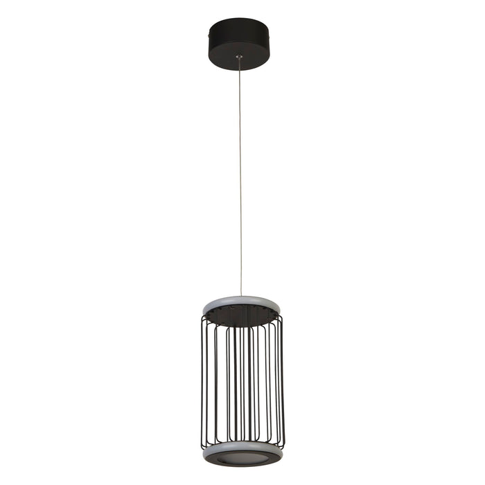 Searchlight  54212-1BK Circolo Cage Pendant - Black Metal & White Silicon