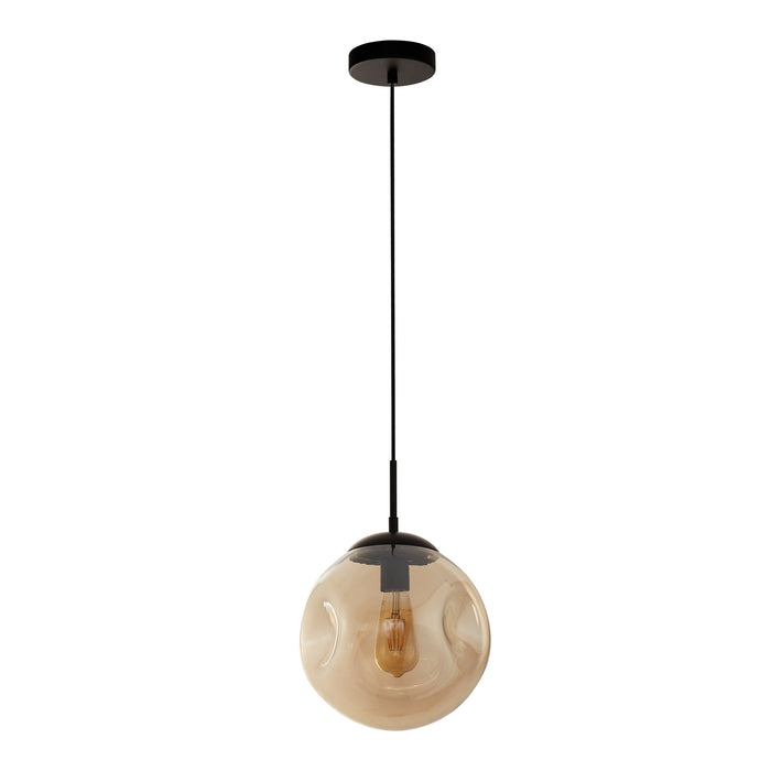 Searchlight  22123-1BK Punch Pendant - Black Metal & Champagne Punched Glass