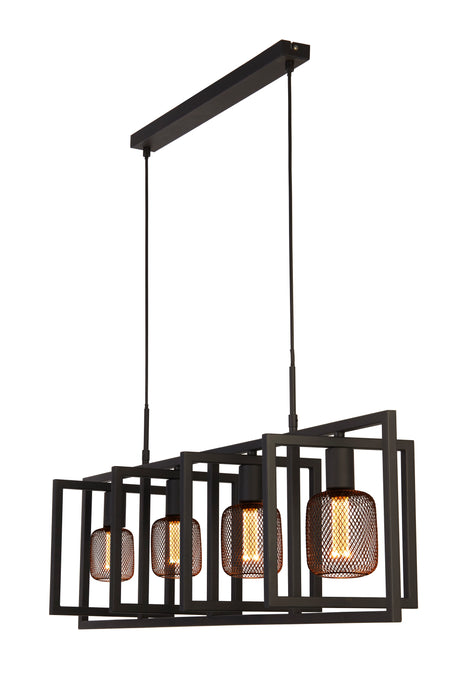 Searchlight  23203-4BK Plaza 4Lt Pendant - Matt Black Metal