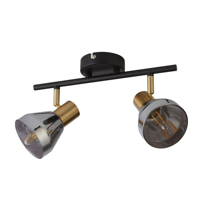 Searchlight  23801-2SM Westminster 2Lt Spot - Black, Satin Brass Metal & Smoked