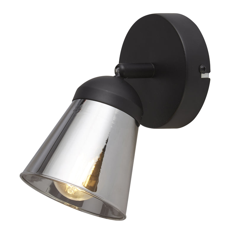 Searchlight  61170-1SM Mega Spotlight Wall Light - Black Metal & Smoked Glass