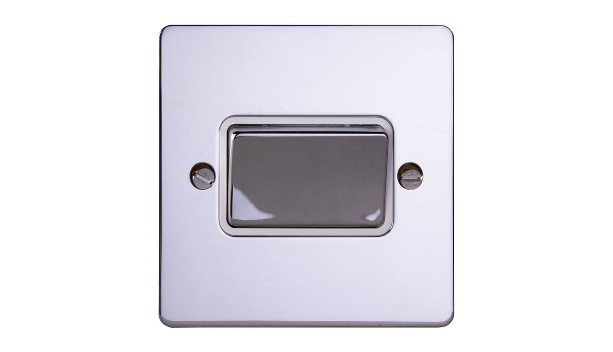 Deta 8107CHW Ultra Flatplate 3 Pole Fan Isolator 10A Chrome White Insert