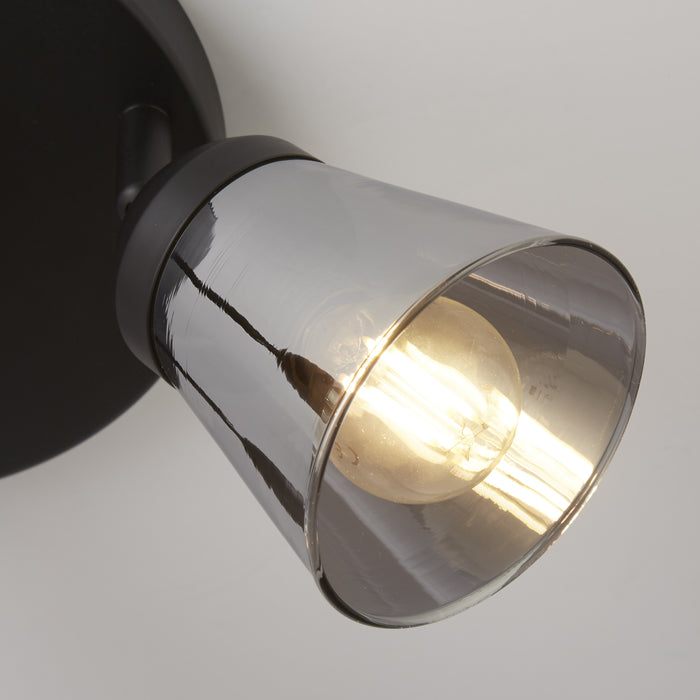 Searchlight  61170-3SM Mega 3Lt Round Spotlight - Black Metal & Smoked Glass