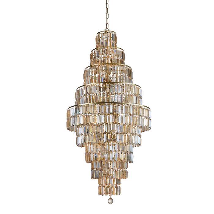 Searchlight  1500SB Empire 13Lt Chandelier - Satin Brass Metal & Champagne Glass