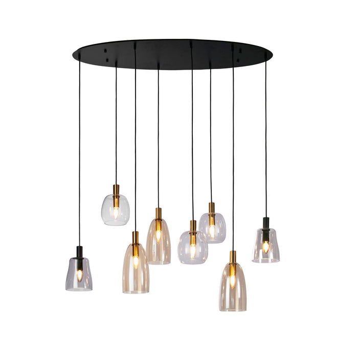 Searchlight  36463-8BK Divine 8Lt Multi-Drop Pendant - Black Metal & Coloured Glass