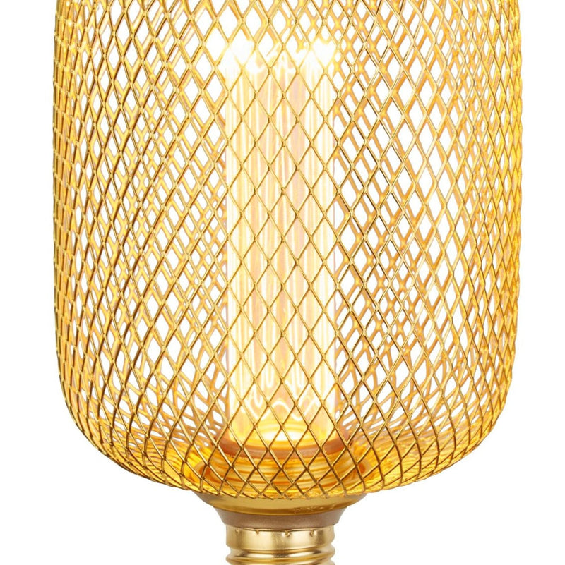 Searchlight  16002GO Wire Mesh Effect Drum Lamp - Gold Metal - Bonus Superstore