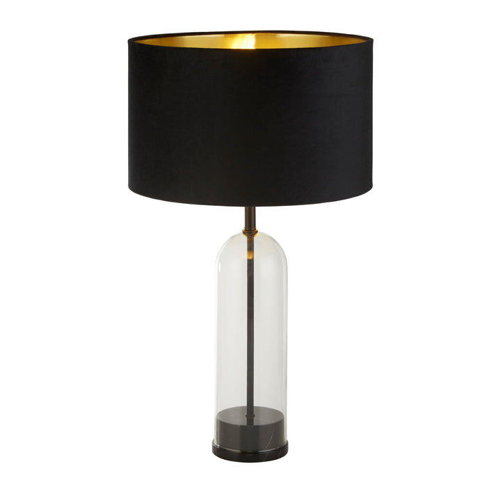 Searchlight  81710BK Oxford Table Lamp- Glass, Black Metal, Marble & Black Velvet