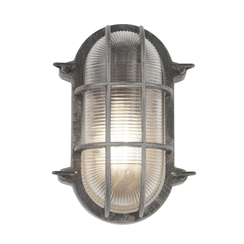 Searchlight  61402BS Bulkhead Oval Outdoor Wall/Ceiling Light - Black Silver