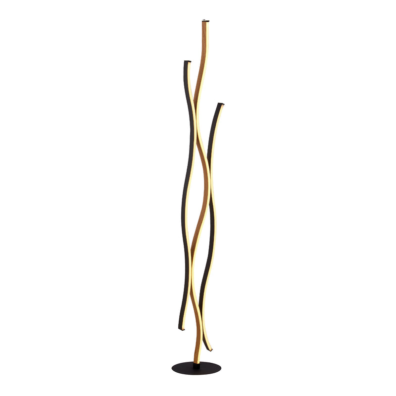 Searchlight  32102-1BK Bloom Floor Lamp - Black Metal & Wood Effect