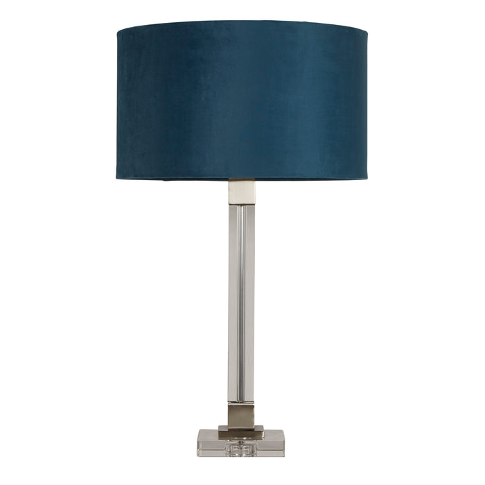 Searchlight  67521TE Scarborough Table Lamp - Crystal, Satin Nickel & Teal Velvet