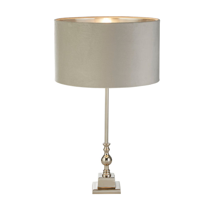 Searchlight  81214GY Whitby Table Lamp - Chrome Metal & Light Grey Velvet Shade