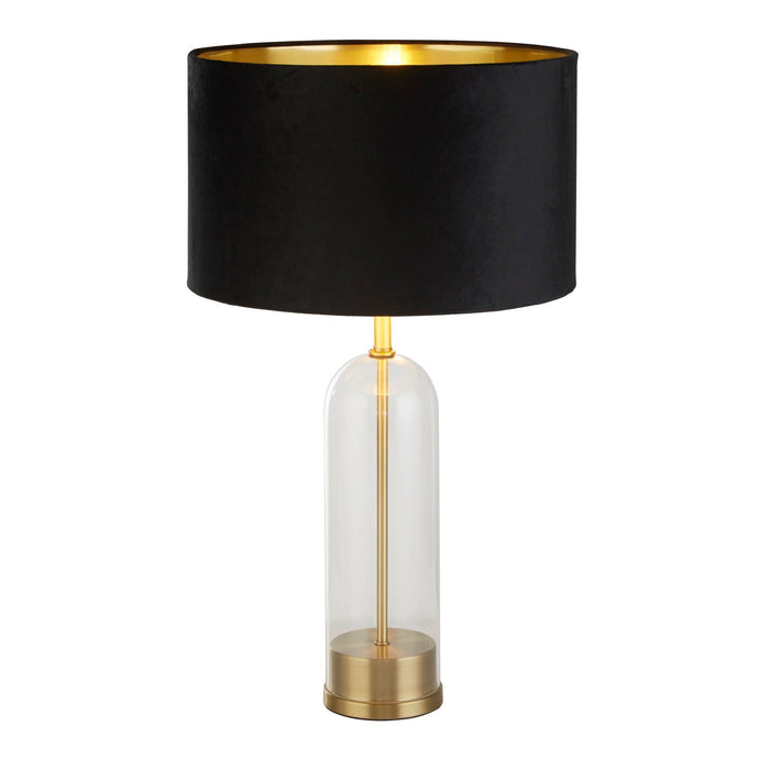 Searchlight  81712BK Oxford Table Lamp - Glass, Brass Metal & Black Velvet Shade