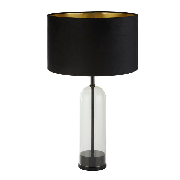 Searchlight  81710BK Oxford Table Lamp- Glass, Black Metal, Marble & Black Velvet