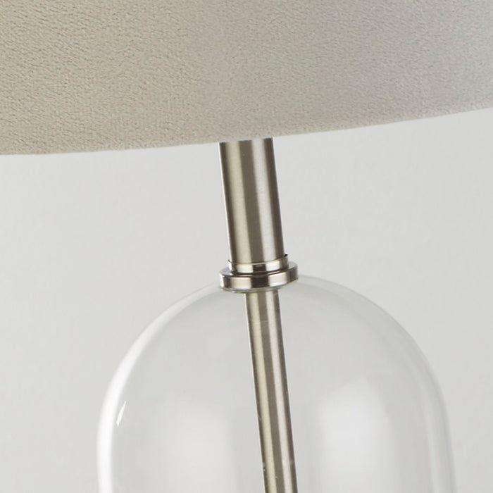 Searchlight  81713GY Oxford Table Lamp - Glass, Satin Nickel & Grey Velvet Shade