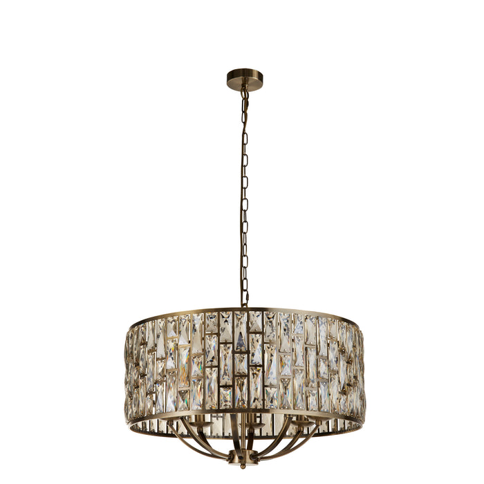 Searchlight  6588-8AB Bijou 8Lt Pendant - Antique Brass Metal & Champagne Glass