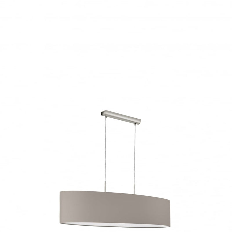 Eglo 31585 Pasteri Pendant Light Satin Nickel Taupe Shade - Bonus Superstore