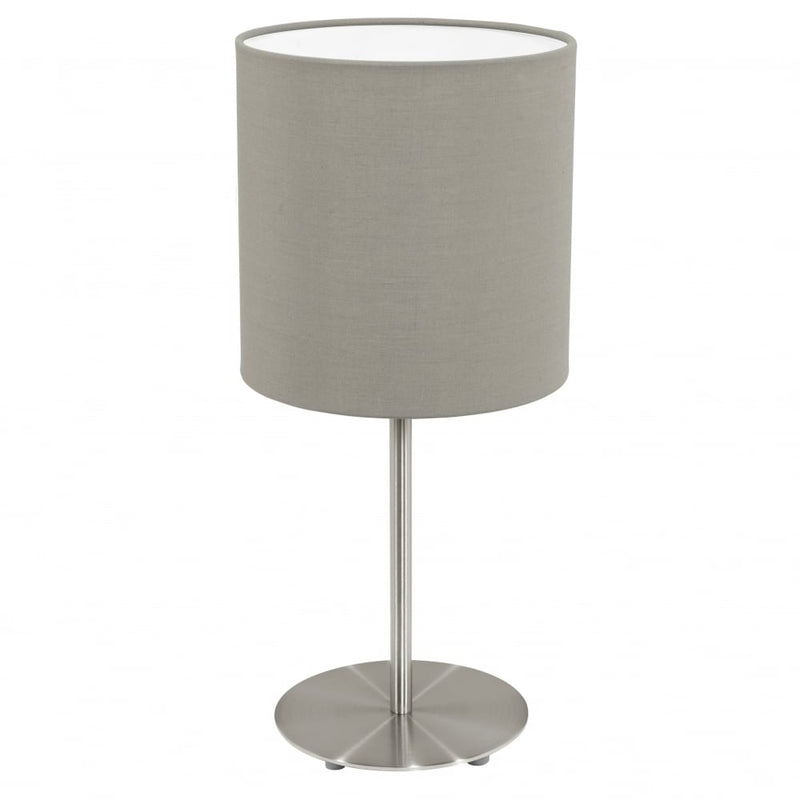 Eglo 31595 Pasteri Table Lamp Satin Nickel Taupe Shade
