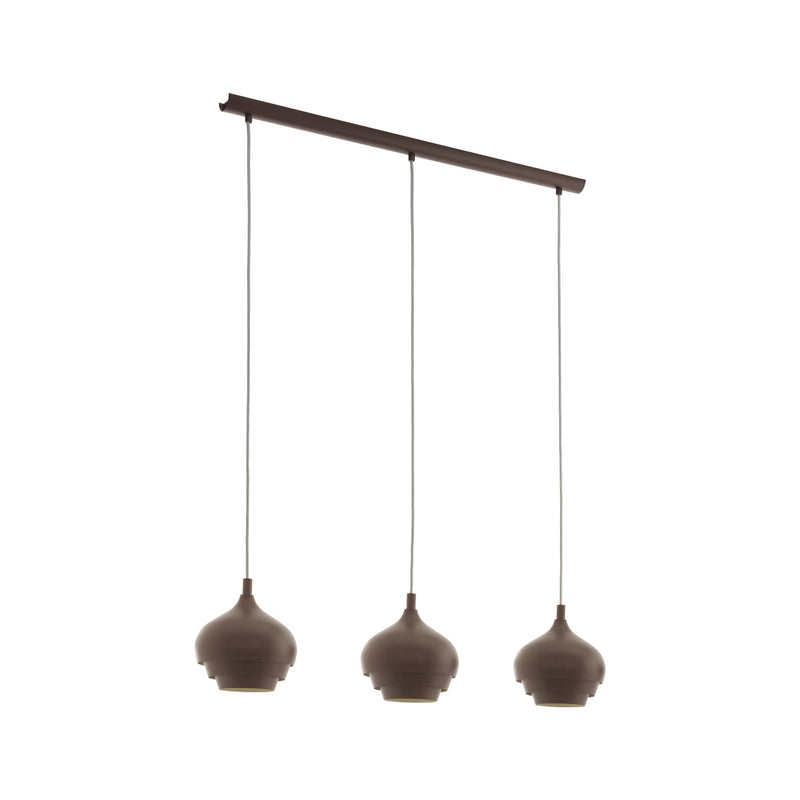 Eglo 97216 Camborne 3 Light Pendant Light Dark Brown Creme