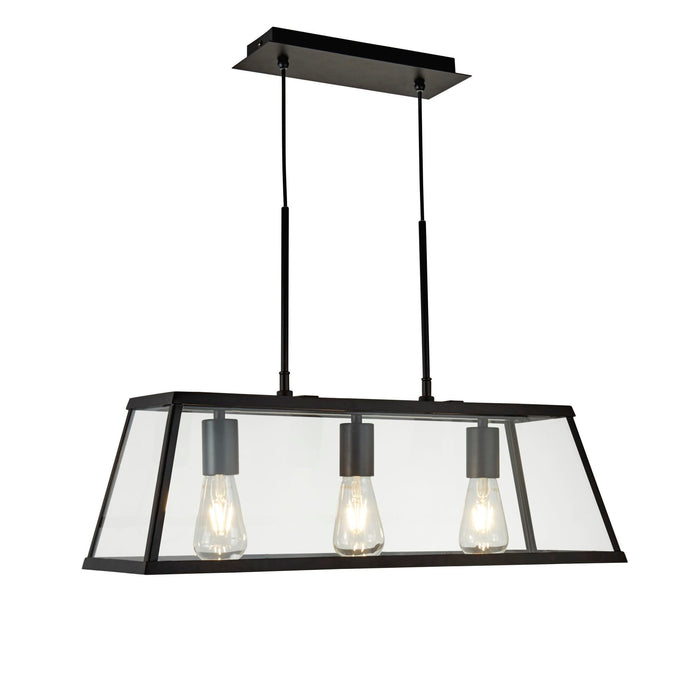 Searchlight  4613-3BK Voyager 3Lt Bar Pendant - Black Metal & Glass