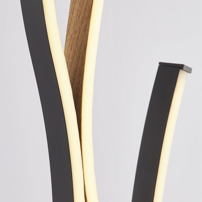 Searchlight  32102-1BK Bloom Floor Lamp - Black Metal & Wood Effect