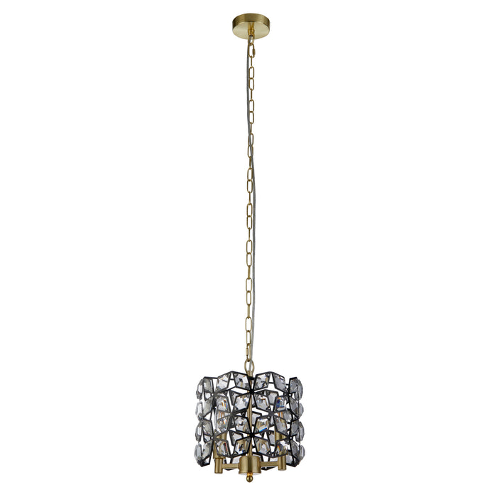 Searchlight  59811-2BSB Iris 2Lt Pendant - Black Metal, Crystal & Brass