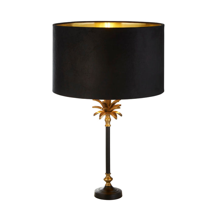 Searchlight  81211BK Palm Table Lamp - Black & Antique Brass Metal,Black Shade