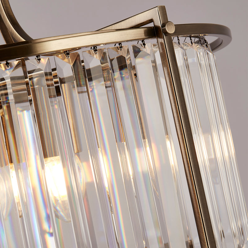 Searchlight  8295-5AB Victoria 5Lt Pendant - Antique Brass Metal & Clear Crystal