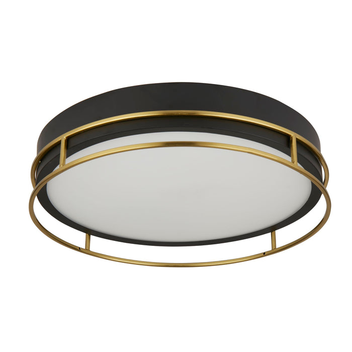 Searchlight  62013-3PB Phoenix 3Lt Flush - Black, Brass Metal & Frosted Glass