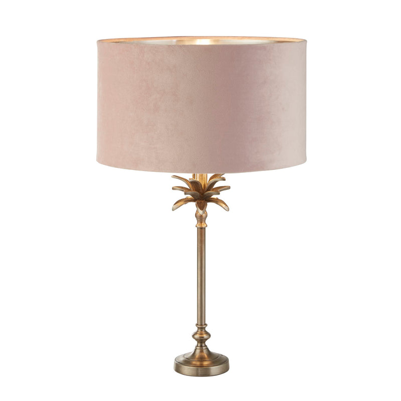 Searchlight  81210PI Palm Table Lamp - Antique Nickel Metal & Pink Velvet Shade