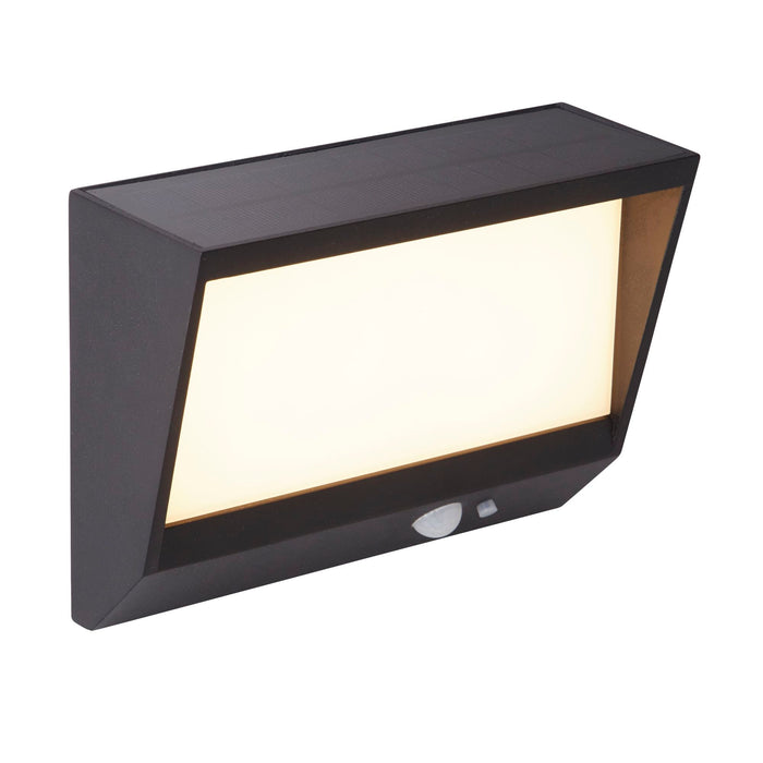 Searchlight  67418BK Solar Outdoor Wall Light - Black Metal & White Polycarbonate