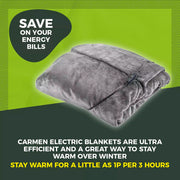 Carmen C81149GRY Heated Wearable Washable Blanket 183cm x 155cm - Bonus Superstore