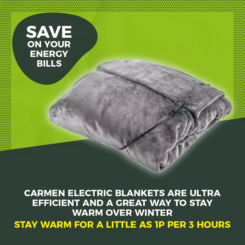 Carmen C81149GRY Heated Wearable Washable Blanket 183cm x 155cm - Bonus Superstore