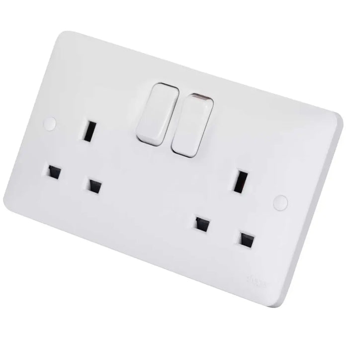 Hager WMSS82 Sollysta 13A DP 2 Gang Switched Socket White