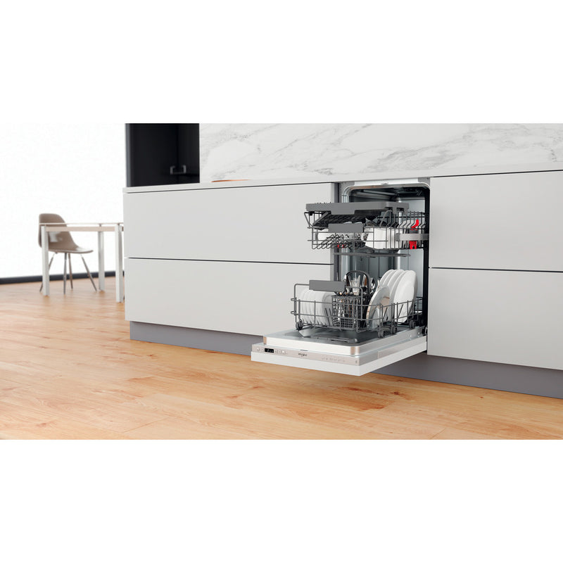 Whirlpool Integrated Dishwasher: in Silver, Slimline - WSIC 3M27 C UK N - Bonus Superstore