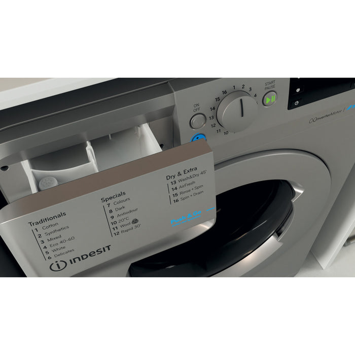 Indesit Freestanding washer dryer: 8,0kg - BDE 86436X S UK N