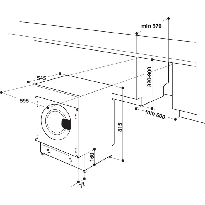 Indesit Built in front loading washing machine: 9,0kg - BI WMIL 91485 UK - Bonus Superstore