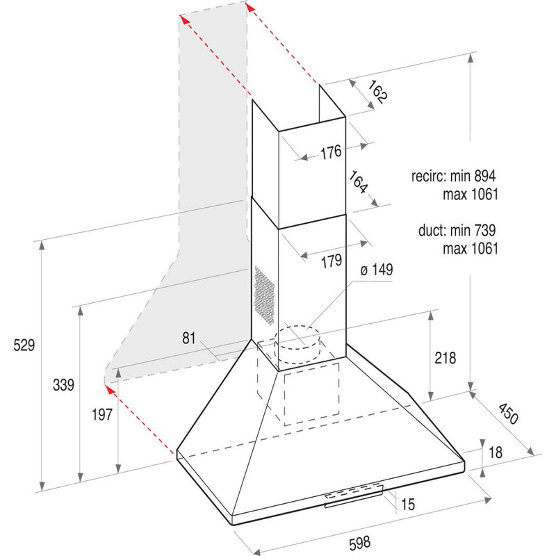 Indesit Wall mounted cooker hood: 60cm - UHPM 6.3F CS X/1 - Bonus Superstore