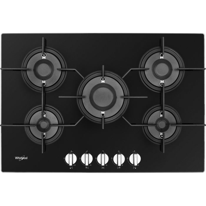 Whirlpool POW75D2/NB Gas On Glass 75CM Hob - Black - Bonus Superstore