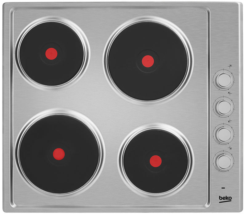 Beko HIZE64101X 58cm 4 Zone Solid Plate Hob - Stainless Steel