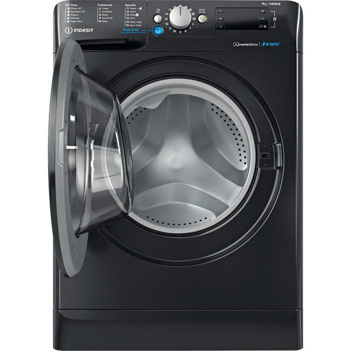 Indesit Freestanding front loading washing machine: 9kg - BWE 91496X K UK N