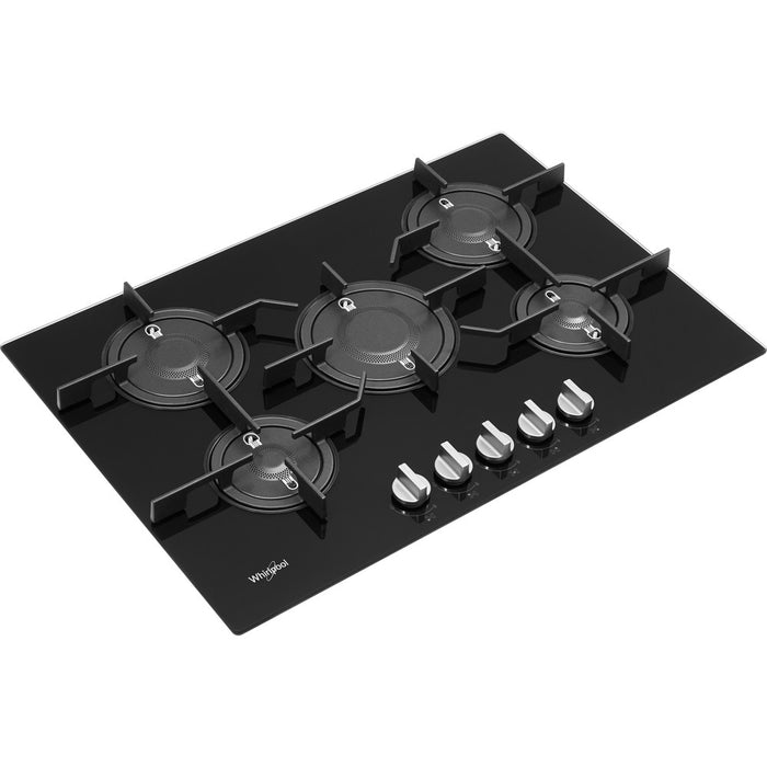 Whirlpool POW75D2/NB Gas On Glass 75CM Hob - Black - Bonus Superstore