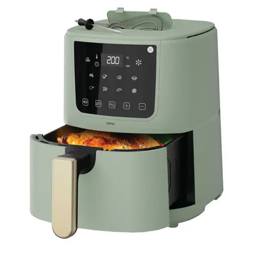 SINGLE BASKET AIRFRYER WITH THERMOMETER GREEN