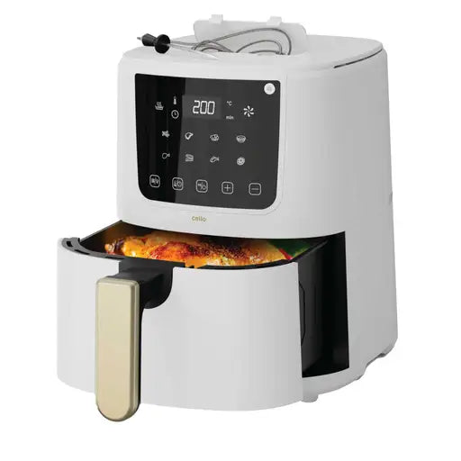 SINGLE BASKET AIRFRYER WITH THERMOMETER WHITE