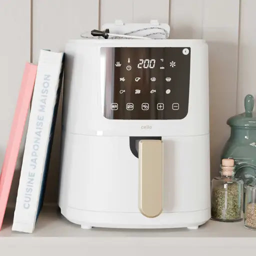 SINGLE BASKET AIRFRYER WITH THERMOMETER WHITE