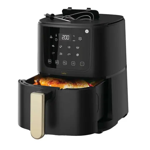SINGLE BASKET AIR FRYER WITH THERMOMETER BLACK